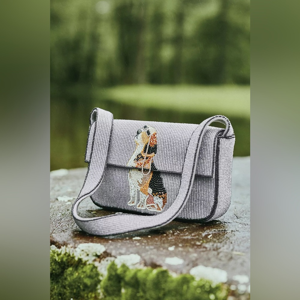 Anthropologie The Fiona Beaded Bag: Animal Edition Beagle Dog - NWT